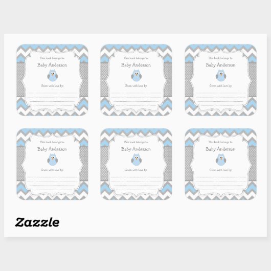 ブルーフクロウ赤ちゃんシャワーブック スクエアシール (シート)