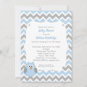 ブルーフクロウ赤ちゃんシャワー招待状、男の子ベビーの散水 招待状 (正面)