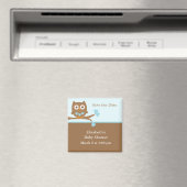 ブルーフクロウ赤ちゃんシャワー日付を保存 マグネット (インサイチュ (食洗機))