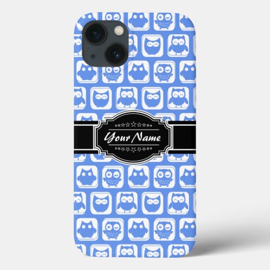 ブルーフクロウ黒パーソナライズされた名 Case-Mate iPhoneケース (裏面)