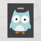 ブルーフクロウ |かわいい漫画フクロウ ポストカード (正面)