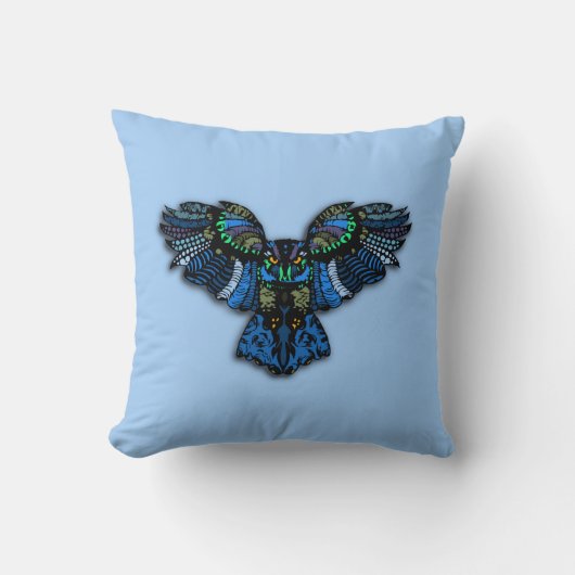 ブルーフクロウ クッション (正面)