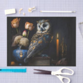 ブルーフクロウ&フラワーズ 薄葉紙 (クラフト)