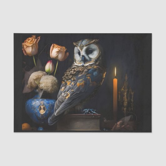 ブルーフクロウ&フラワーズ 薄葉紙 (正面)