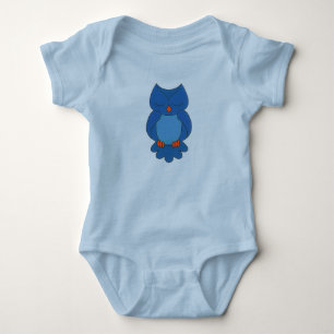 ブルーフクロウTシャツ ベビーボディスーツ
