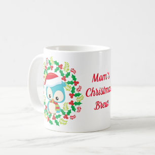ブルーフクロムサンタハットクリスマスリース コーヒーマグカップ