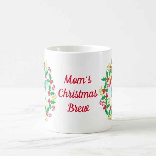 ブルーフクロムサンタハットクリスマスリース コーヒーマグカップ (中央)