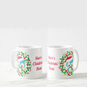 ブルーフクロムサンタハットクリスマスリース コーヒーマグカップ