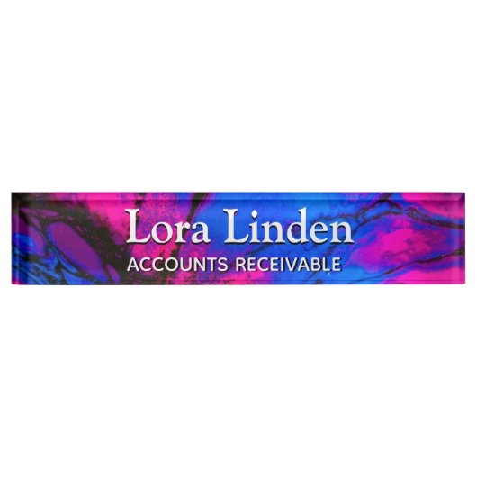 ブルーフシアアクリルフローアート机用ネームプレート デスクネームプレート (正面)