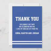 ブルーフットボールのジャージースポーツのテーマパーティーありがとう サンキューカード (裏面)