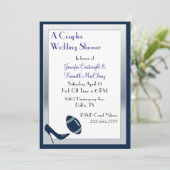 ブルーフットボールカップルズウェディングシャワー招待状 招待状 (スタンド正面)