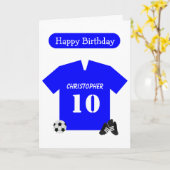 ブルーフットボールシパーソナライズされたャツ10誕生日 カード (黄色い花)