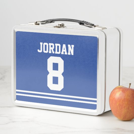 ブルーフットボールジャージー名前をカスタムするとナンバーズ メタルランチボックス (インサイチュ)