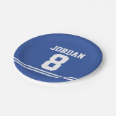 ブルーフットボールジャージー – スポーツテーマ誕生パーティー ペーパープレート (アングル)