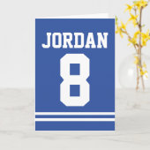 ブルーフットボールジャージー – スポーツテーマ誕生日パーティー カード (黄色い花)