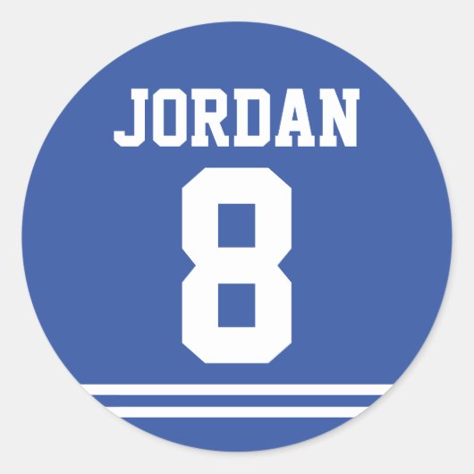 ブルーフットボールジャージー – スポーツテーマ誕生日パーティー ラウンドシール (正面)