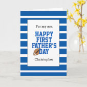 ブルーフットボール第1日の父の日の息子 カード (黄色い花)