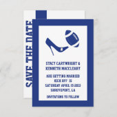 ブルーフットボール結婚式の日付発表を保存 招待状 (正面/裏面)