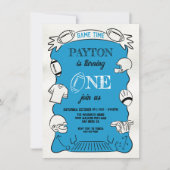 ブルーフットボール1st片手引き誕生日 招待状 (正面)