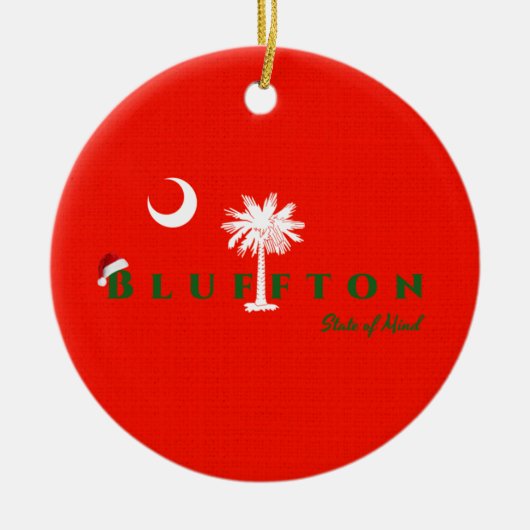 ブルーフトン州オブマインドクリスマスホリデーレッドグリーン セラミックオーナメント (正面)