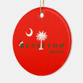 ブルーフトン州オブマインドクリスマスホリデーレッドグリーン セラミックオーナメント (左)