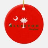 ブルーフトン州オブマインドクリスマスホリデーレッドグリーン セラミックオーナメント (裏面)