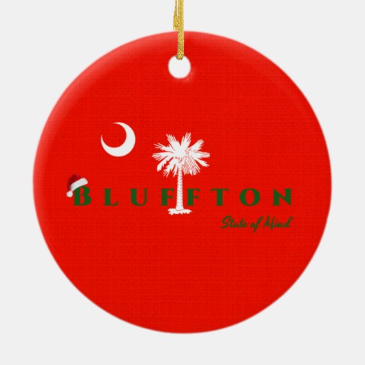 ブルーフトン州オブマインドクリスマスホリデーレッドグリーン セラミックオーナメント (裏面)