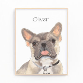 ブルーフパーソナライズされたレンチエフランスのブルドッグアート フォトプリント           