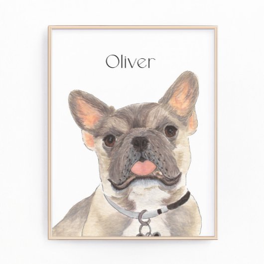 ブルーフパーソナライズされたレンチエフランスのブルドッグアート フォトプリント