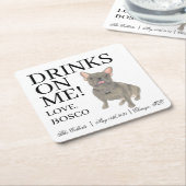 ブルーフフランスのレンキ結婚ー・ブルドッグ スクエアペーパーコースター (アングル)