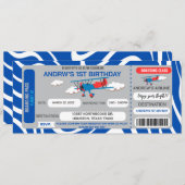 ブルーフライトチケット誕生日パーティーの招待 招待状 (正面/裏面)