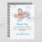 ブルーフライトペンギンベビーシャワーサンキューカード サンキューカード (正面/裏面)