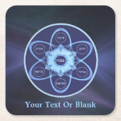 ブルーフラクタルシーダープレート スクエアペーパーコースター (正面)