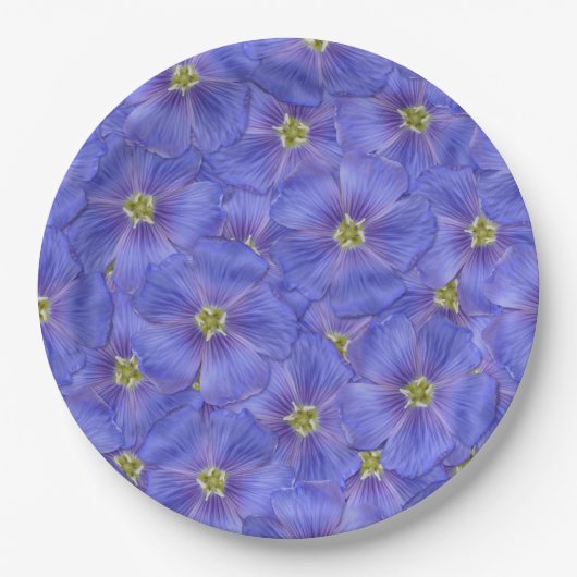 ブルーフラックスシームレスパターン ペーパープレート (正面)