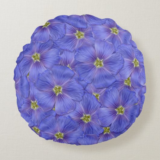 ブルーフラックスシームレスパターン ラウンドクッション (正面)