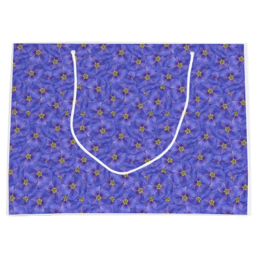 ブルーフラックスシームレスパターン ラージペーパーバッグ (正面)