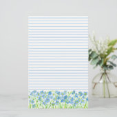 ブルーフラックス水彩花が並ぶ 便箋 (スタンド正面)