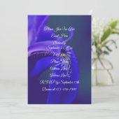 ブルーフラッグアイリスフラワーペタルエレガントパーティー 招待状 (スタンド正面)