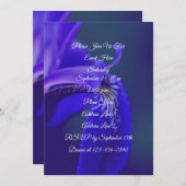 ブルーフラッグアイリスフラワーペタルエレガントパーティー 招待状 (正面/裏面)