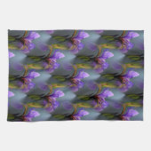 ブルーフラッグアイリスフラワー自然アートパターン キッチンタオル (横)