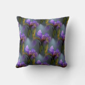 ブルーフラッグアイリスフラワー自然アートパターン クッション (裏面)