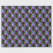 ブルーフラッグアイリスフラワー自然アートパターン ラッピングペーパー (フラット)