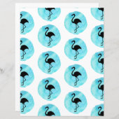 ブルーフラミンゴパターンスクラップブック紙 (正面/裏面)