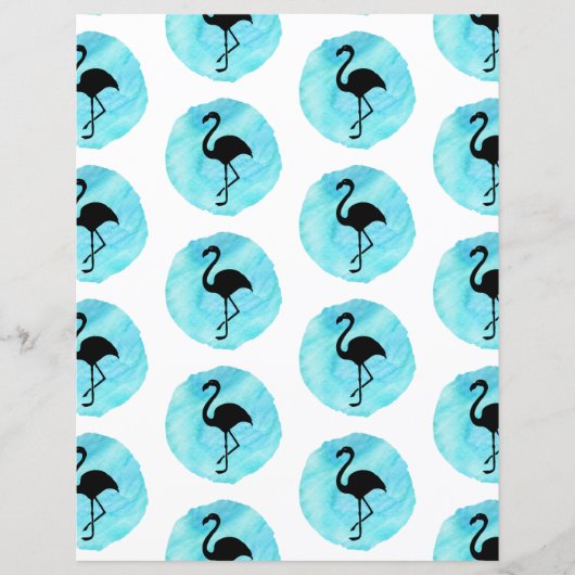 ブルーフラミンゴパターンスクラップブック紙 (正面)