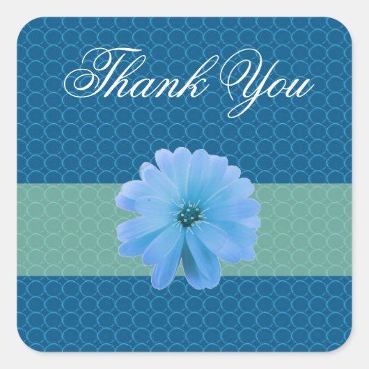 ブルーフラワーありがとう スクエアシール (正面)