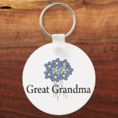ブルーフラワーかわいらしグ素晴らしおばあちゃんTシャツ キーホルダー (正面)