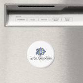 ブルーフラワーかわいらしグ素晴らしおばあちゃんTシャツ マグネット (インサイチュ (食洗機))