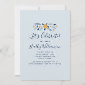 ブルーフラワーかわいらしズ卒業パーティー卒業写真 招待状 (裏面)