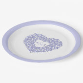 ブルーフラワーのチュー結婚リップハートブーケモノグラム ペーパープレート (アングル)