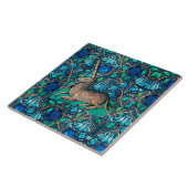 ブルーフラワーアクアブルーグリーンフローラの中のユニコーン タイル (側面)